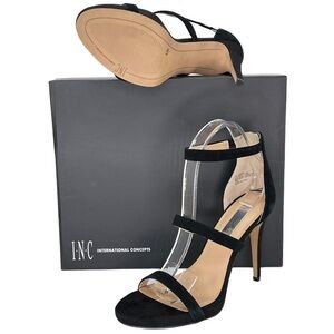 INC Sadiee Black Suede Leather Womens Heels Size 8.5M